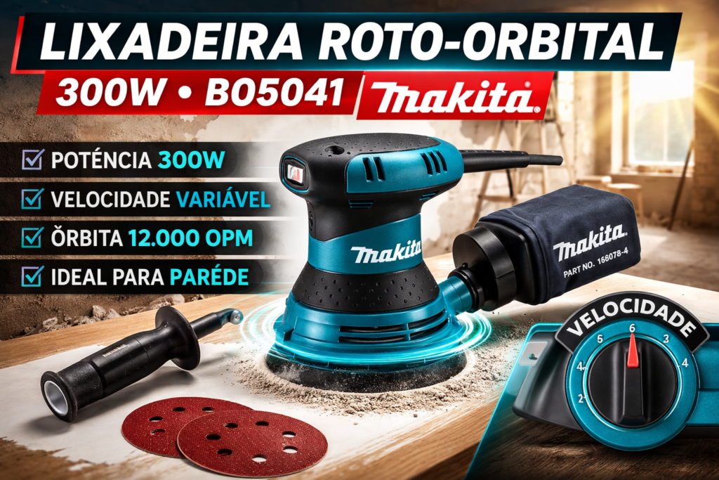 Lixadeira Roto-orbital 300w - Bo5041 Makita vale a pena para lixar parede